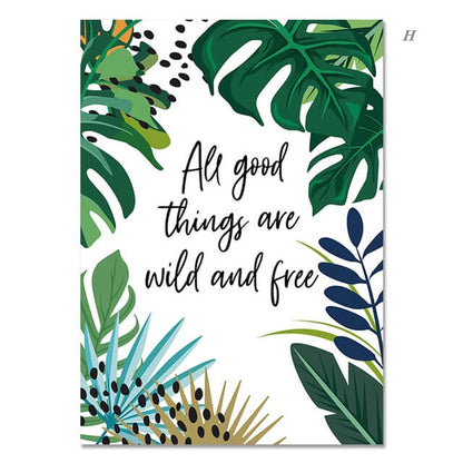 Monstera Leaves and Jungle Animals Canvas Prints | Flamingo Leopard Motivational Posters Nordic Style Wall Art For Living Room Bedroom Home Décor