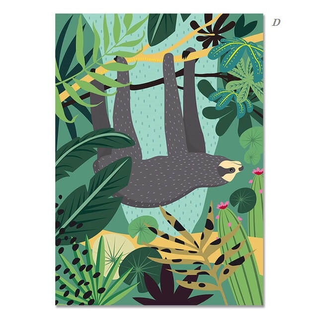 Monstera Leaves and Jungle Animals Canvas Prints | Flamingo Leopard Motivational Posters Nordic Style Wall Art For Living Room Bedroom Home Décor