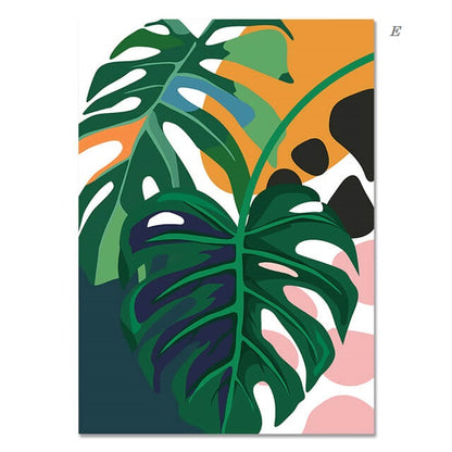 Monstera Leaves and Jungle Animals Canvas Prints | Flamingo Leopard Motivational Posters Nordic Style Wall Art For Living Room Bedroom Home Décor