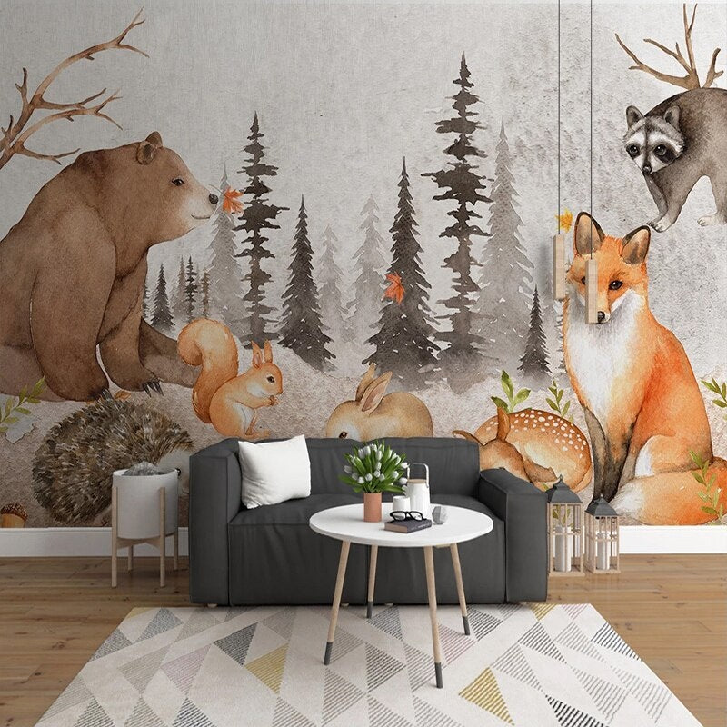 Bear Friendly Forest Mural Wallpaper  (SqM)
