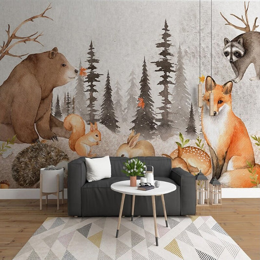 Bear Friendly Forest Mural Wallpaper  (SqM)
