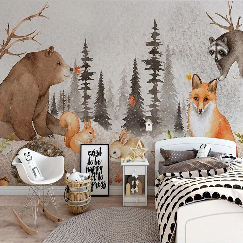 Bear Friendly Forest Mural Wallpaper  (SqM)