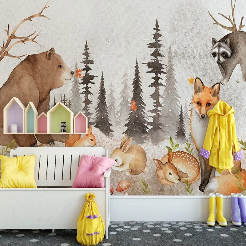 Bear Friendly Forest Mural Wallpaper  (SqM)