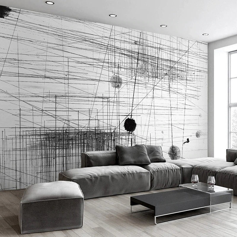 Black Lines Mural Wallpaper (SqM)