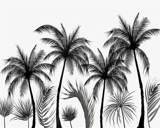 Black and White Coconut Trees Mural Wallpaper (SqM)