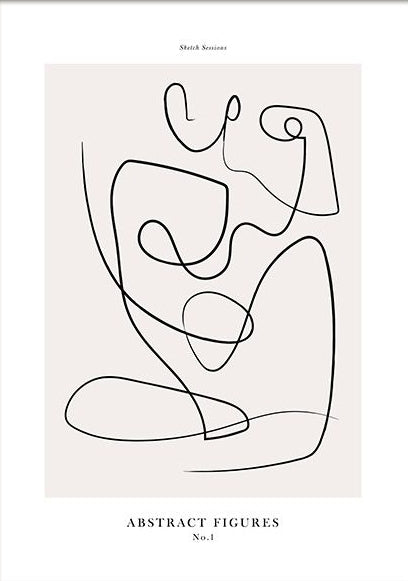 Black and White Minimalist Romantic Line Art Canvas Print | Nordic Abstract Modern Poster For Living Room Bedroom Home Décor