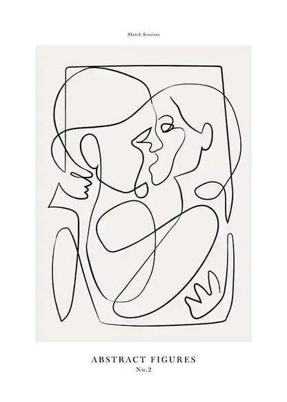 Black and White Minimalist Romantic Line Art Canvas Print | Nordic Abstract Modern Poster For Living Room Bedroom Home Décor
