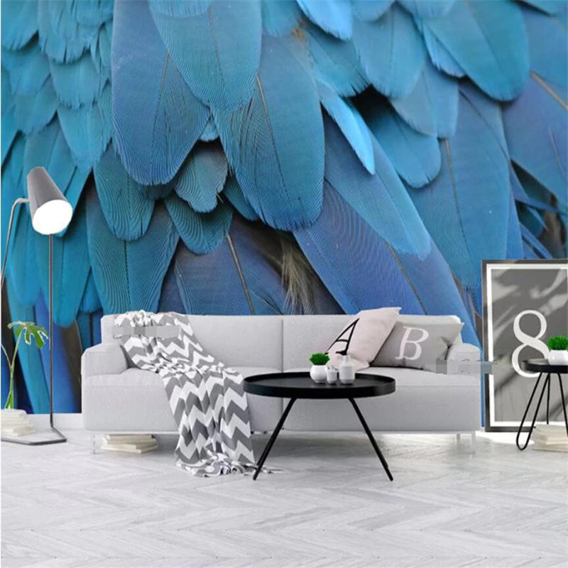 Blue Feathers Mural Wallpaper (SqM)