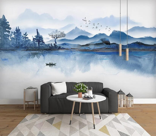 Blue Landscape Mural Wallpaper (SqM)