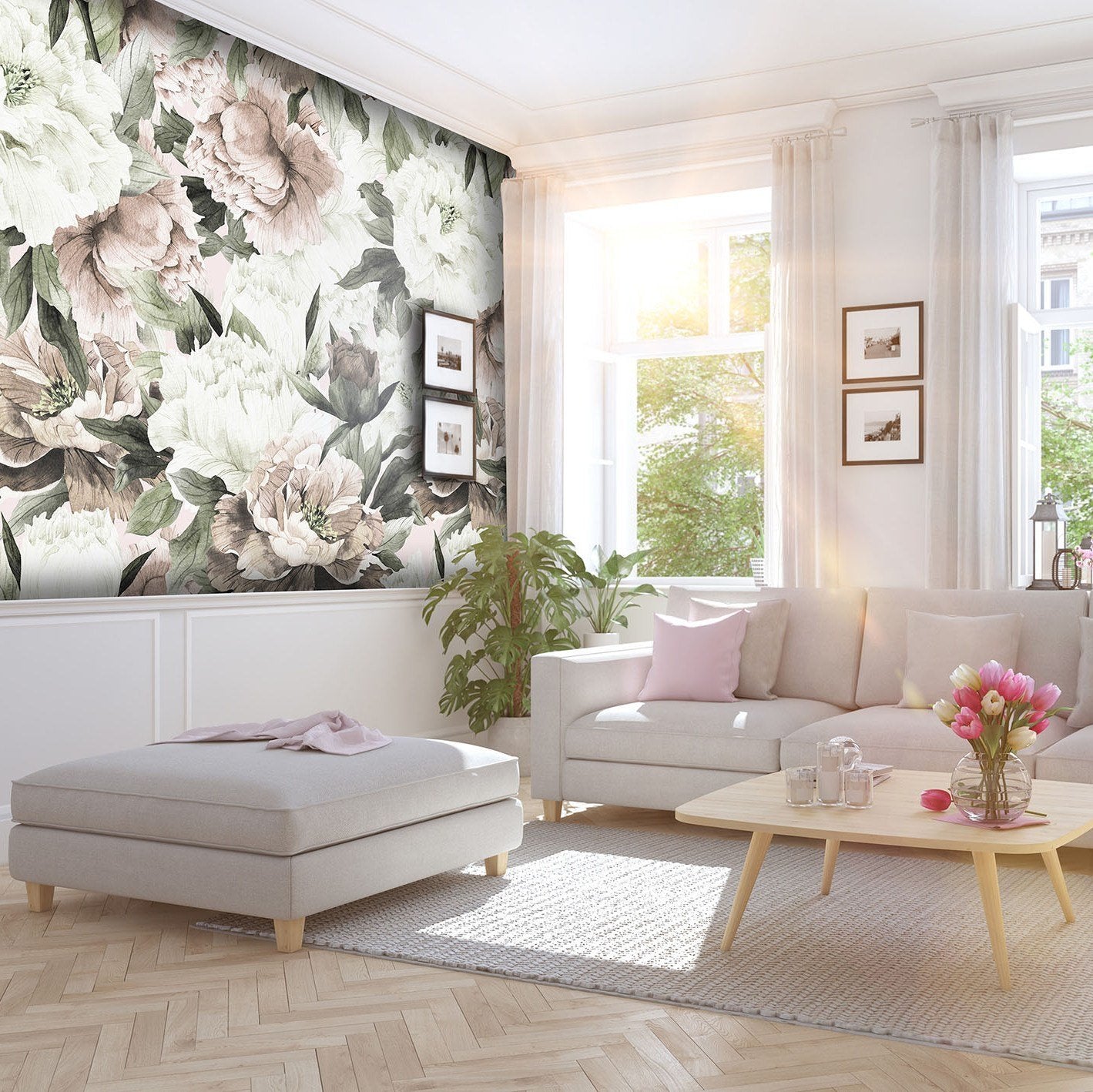 Blush Peonies Wallpaper