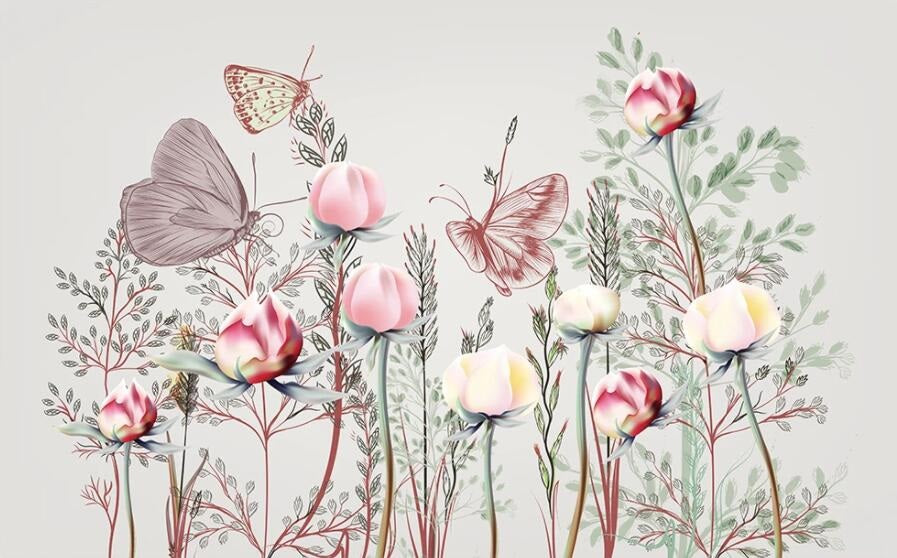 Butterflies Field Mural Wallpaper (SqM)