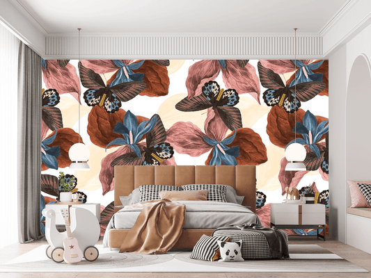 Butterfly Floral Mural Wallpaper (SqM)