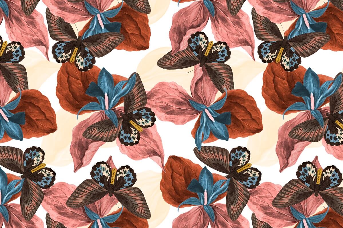 Butterfly Floral Mural Wallpaper (SqM)