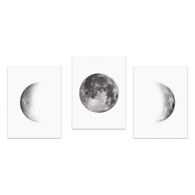 Grey Shades Moon Phases Canvas Print