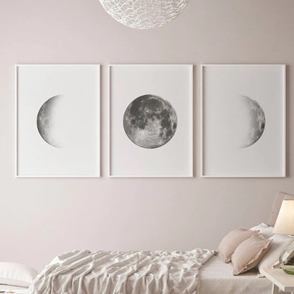 Grey Shades Moon Phases Canvas Print