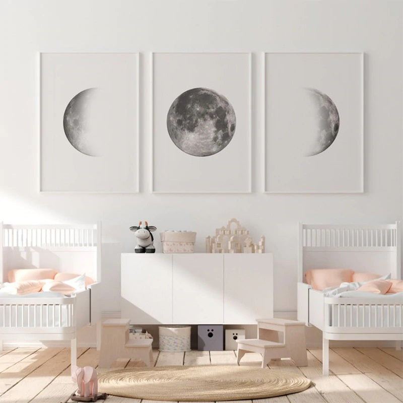 Grey Shades Moon Phases Canvas Print
