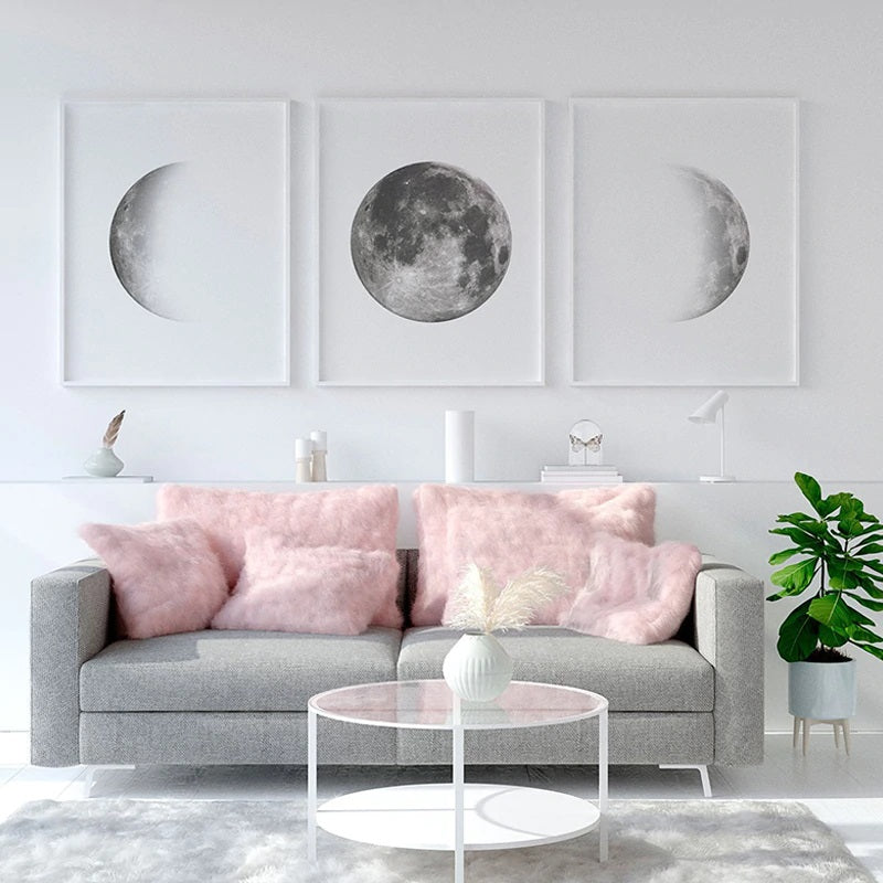 Grey Shades Moon Phases Canvas Print