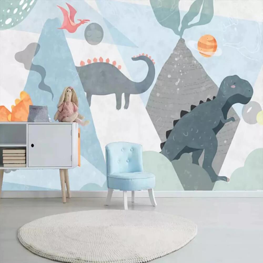 Cartoon Dinosaur Planet Mural Wallpaper (SqM)