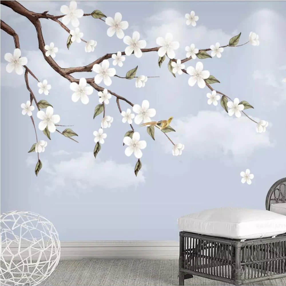 Cherry Flowers Pastel Mural Wallpaper (SqM)