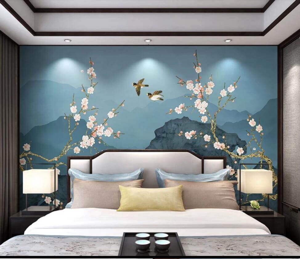 Chinoiserie Blossom Cherries Mural Wallpaper (SqM)