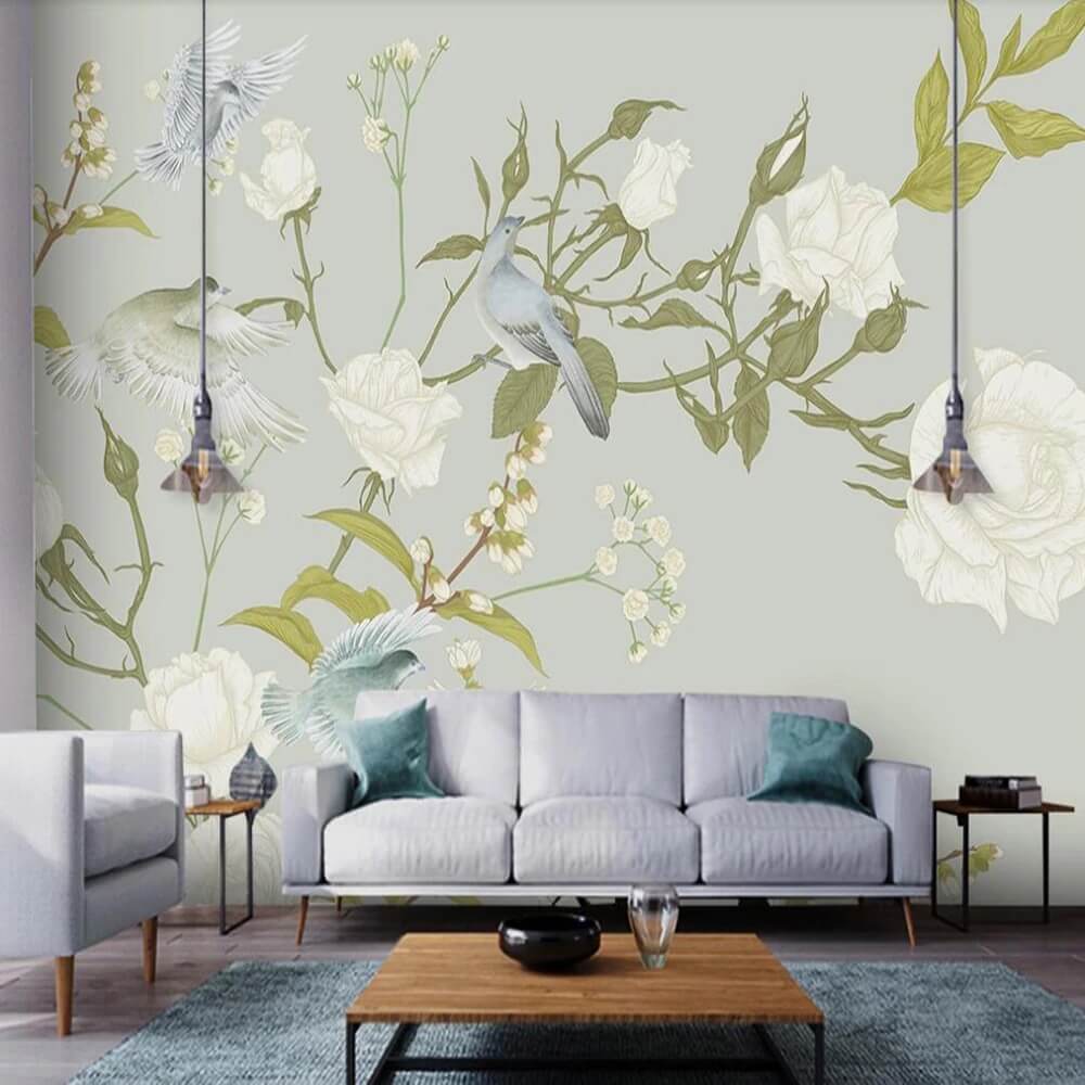 Cream Roses Pastel Mural Wallpaper (SqM)