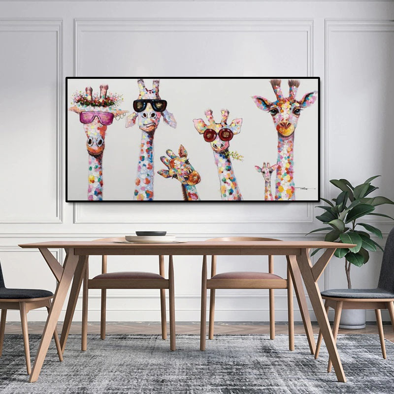 Cute Cartoon Giraffes Canvas Print