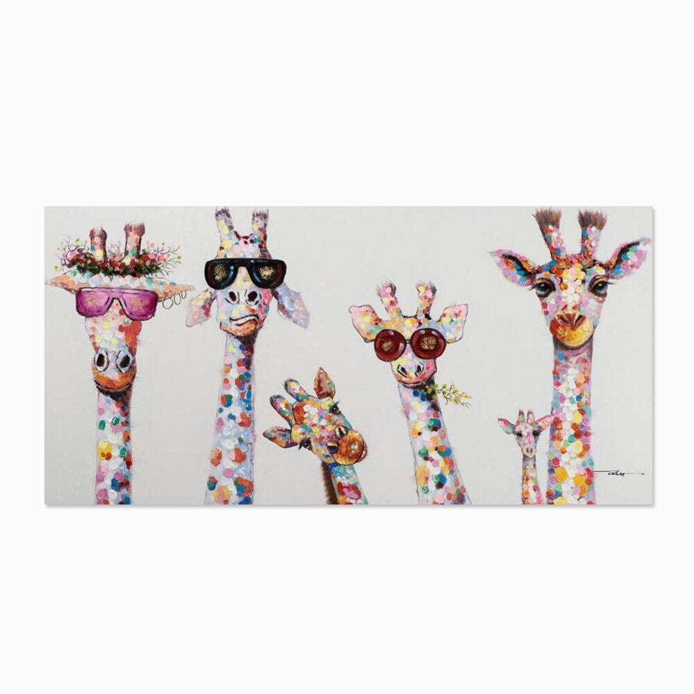 Cute Cartoon Giraffes Canvas Print