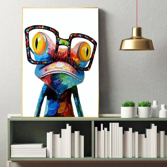 Cute Frog Graffiti Canvas Print | Abstract Animal Poster For Living Room Bedroom Kids Room Home Décor