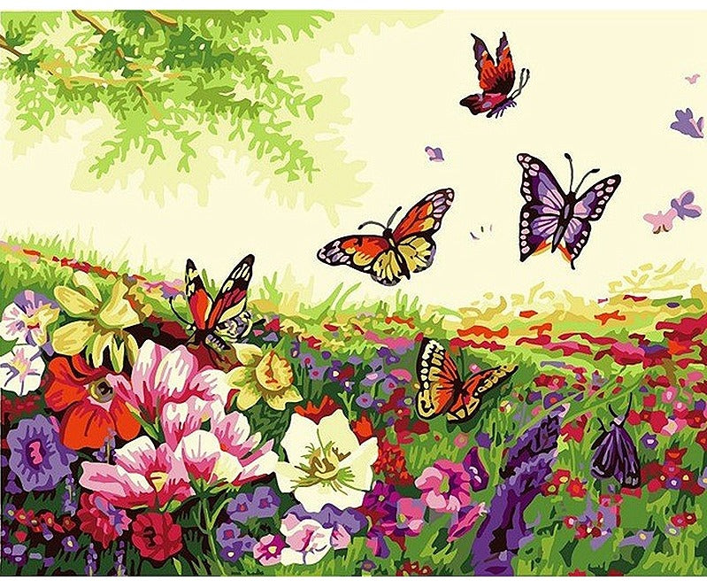 DIY Paint By Numbers - Butterflies Field Painting Canvas