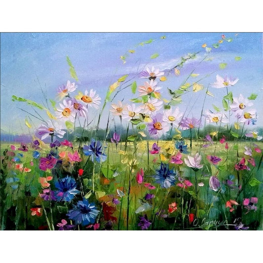 DIY Paint By Numbers - Landscape with Flowers Painting Canvas