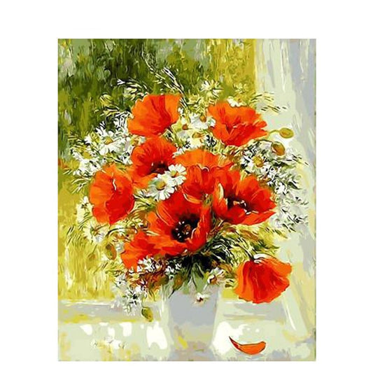 DIY Paint By Numbers - Poppies Bouquet Painting Canvas