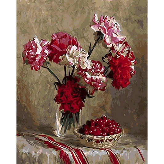 DIY Paint By Numbers - Red Carnations Painting Canvas