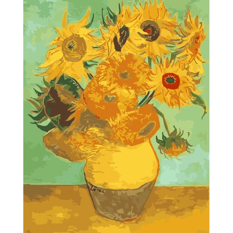 DIY Paint By Numbers -  Vase with Sunflowers by Van Gogh Painting Canvas