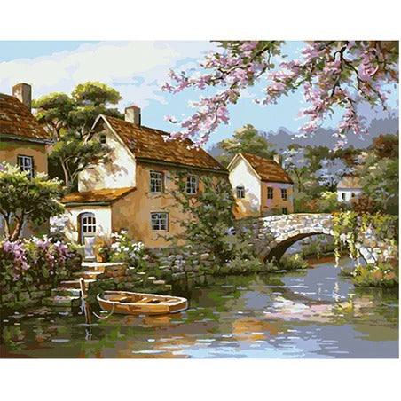 DIY Paint By Numbers - Villas on the River Painting Canvas