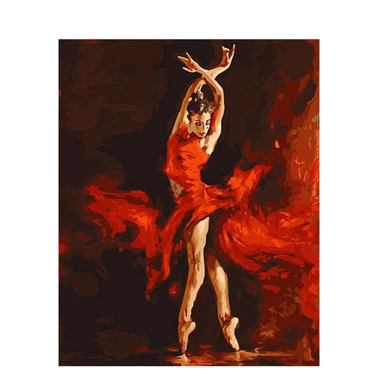 DIY Paint By Numbers - Ballerina in Red Painting Canvas