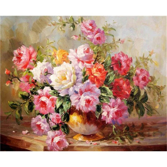 DIY Paint By Numbers - Beautiful Bouquet of Roses Painting Canvas