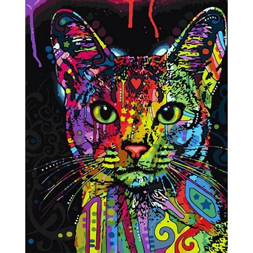 DIY Paint By Numbers - Colorful Cat Painting Canvas