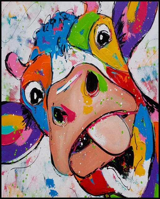 DIY Paint By Numbers - Colorful Cow Painting Canvas