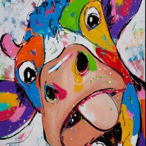 DIY Paint By Numbers - Colorful Cow Painting Canvas