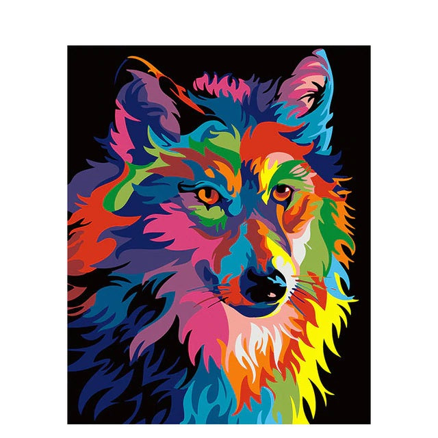 DIY Paint By Numbers - Colorful Wolf Painting Canvas