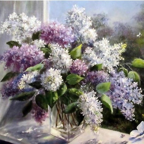 DIY Paint By Numbers - Delicate Bouquet of Lilac Painting Canvas