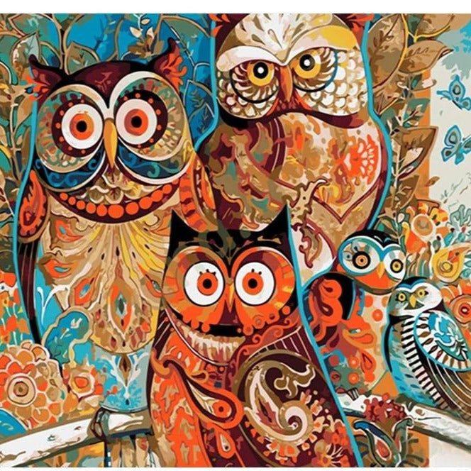DIY Paint By Numbers - Happy Owls Painting Canvas