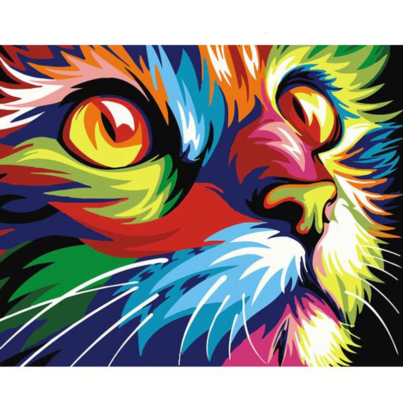 DIY Paint By Numbers - Colorful Kitty Painting Canvas