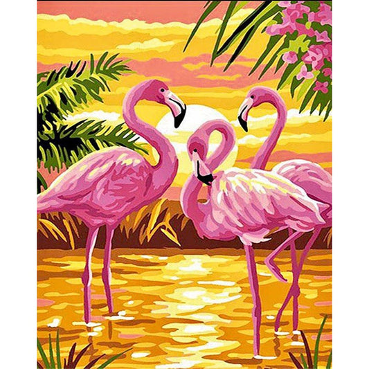 DIY Paint By Numbers - Pink Flamingo Painting Canvas