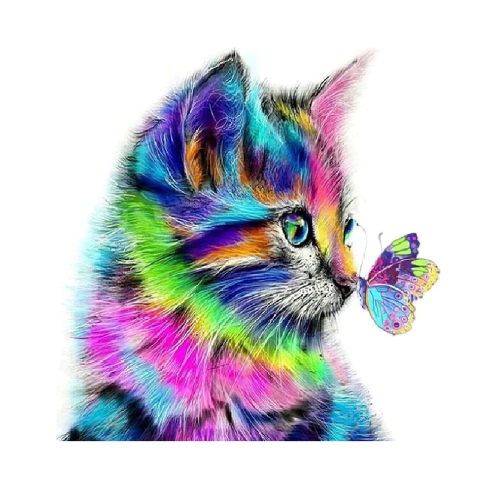 DIY Paint By Numbers - Colorful Pretty Cat Painting Canvas