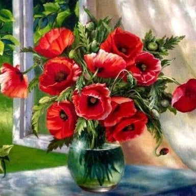 DIY Paint By Numbers - Red Poppies Painting Canvas