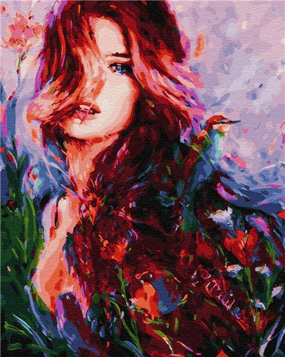 DIY Paint By Numbers - Redhead Girl Painting Canvas