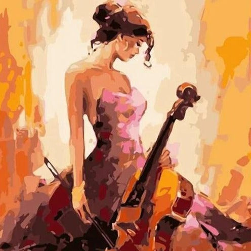 DIY Paint By Numbers - Violoncello Girl Painting Canvas