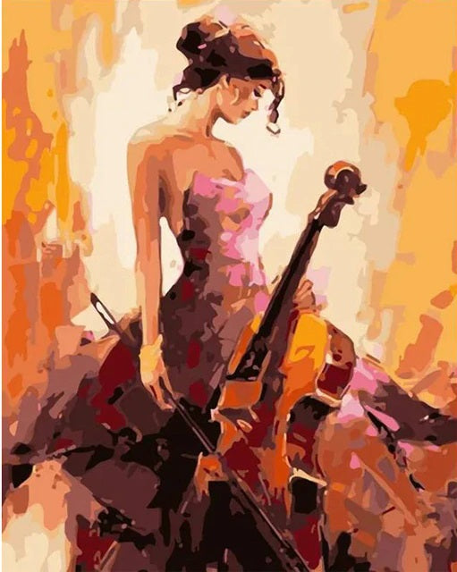 DIY Paint By Numbers - Violoncello Girl Painting Canvas