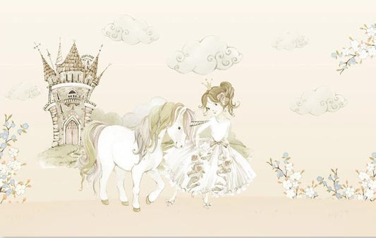 Fairytale Princess and Unicorn Mural Wallpaper (SqM)